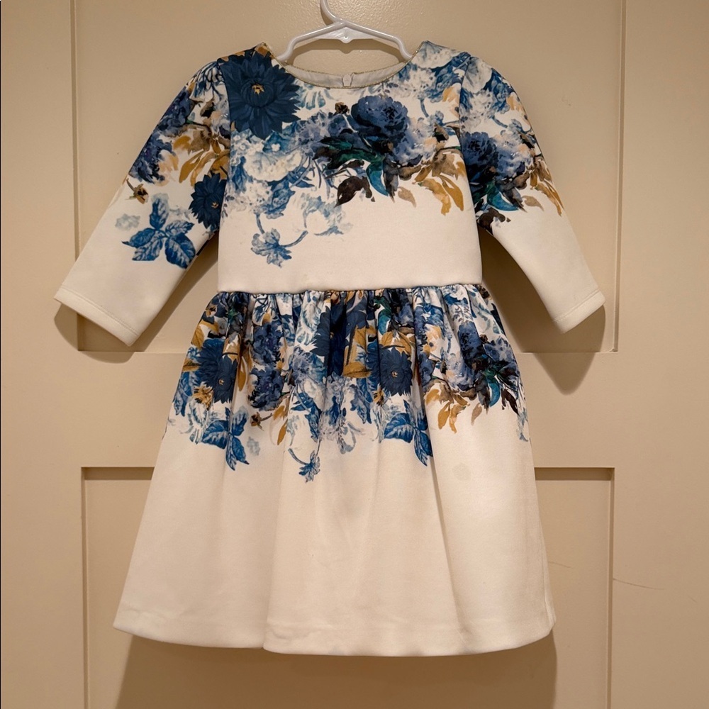 Patachou Girls Blue Floral Party Dress 5T Made in Portugal - Picture 3 of 8